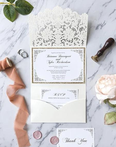 10 Pocket Wedding Invitations with Matching Wedding Colors | Clear Wedding Invites
